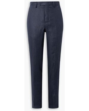MR P. Philip Linen-Twill Suit Trousers - Blue