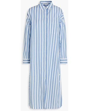 Alex Mill Gestreiftes hemdkleid aus einer baumwoll-leinenmischung in midilänge - Blau