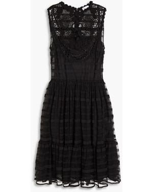 RED Valentino Macramé-trimmed Point D'esprit Mini Dress - Black