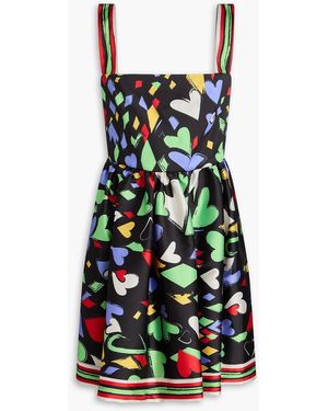 Zuhair Murad Minikleid aus glänzendem twill mit print - Weiß