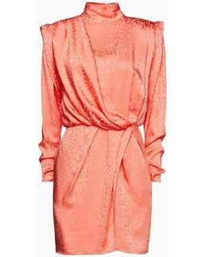 Dundas Montana Wrap-effect Draped Satin-jacquard Mini Dress - Pink