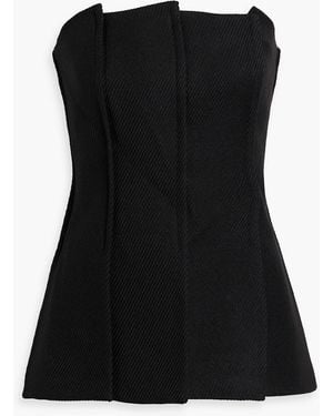 Proenza Schouler Corinne Strapless Gabardine Peplum Top - Black