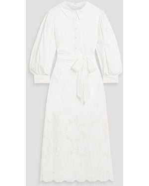 Mikael Aghal Cotton-blend Guipure Lace Midi Shirt Dress - White