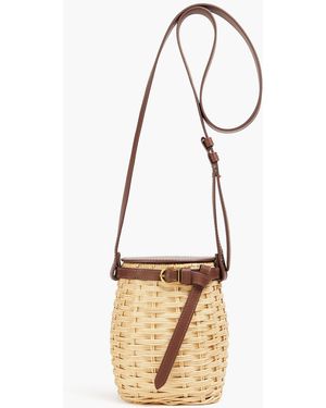 Zimmermann Leather-trimmed Wicker Cross-body Bag - White