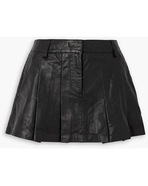 Sea Lilia Pleated Leather Mini Skirt - Black