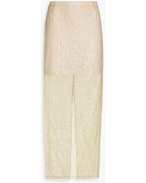 REMAIN Birger Christensen Sequined Tulle Maxi Skirt - Natural