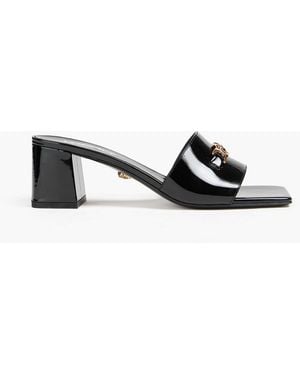Versace Medusa Embellished Patent-Leather Mules - Black