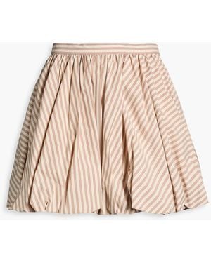 Sandro Gathered Striped Cotton-poplin Mini Skirt - Natural