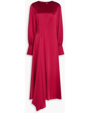 ROKSANDA Hayat Pleated Silk-Satin Midi Dress - Red