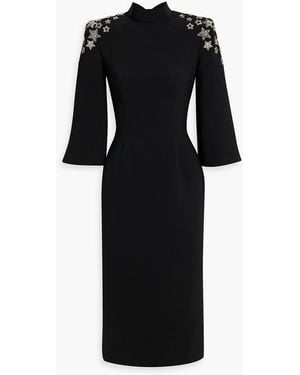 Jenny Packham Stella Crystal-Embellished Crepe Midi Dress - Black