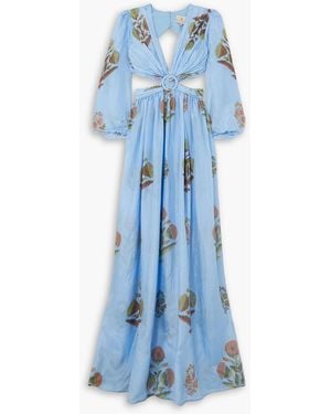 HANNAH Rio Cutout Silk-habotai Maxi Dress - Blue