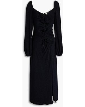 Nicholas Gathered Cutout Metallic Jersey Midi Dress - Black