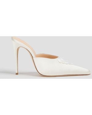 Magda Butrym Embellished Satin Mules - White
