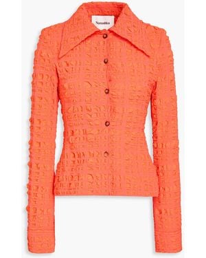 Nanushka Stretch-Seersucker Shirt - Orange