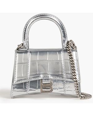 Balenciaga Hourglass Croc-effect Leather Cross-body Bag - White