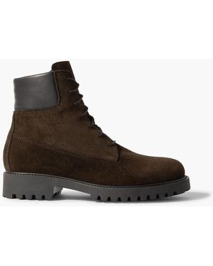 TOTEME The Husky Leather-trimmed Suede Ankle Boots - Brown