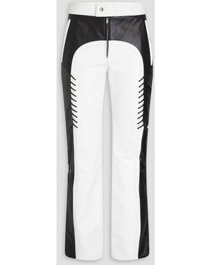 Chloé Whipstitched Two-tone Leather Straight-leg Trousers - Black