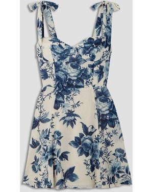 Reformation Niara Floral-print Crepe Mini Dress - Blue