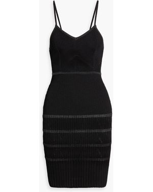 Balmain Ribbed And Pointelle-Knit Mini Dress - Black