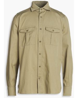 Slowear Glanshirt Embroidered Cotton-gabardine Shirt - Green