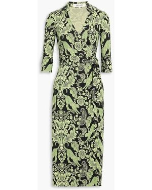Diane von Furstenberg Abigail Printed Silk-Jersey Midi Wrap Dress - Green