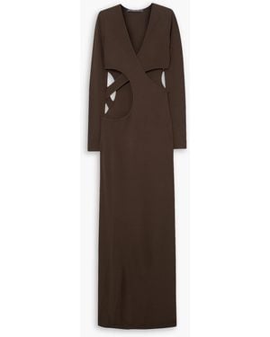 Zeynep Arcay Asymmetric Cutout Jersey Maxi Dress - Brown