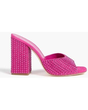 Paris Texas Holly Anja Crystal-Embellished Suede Mules - Pink
