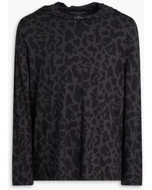 Derek Rose Leopard-print Stretch-modal Jersey Hoodie - Black