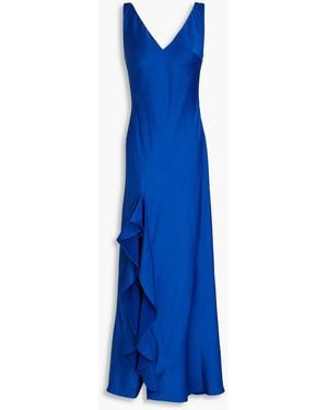ML Monique Lhuillier Ashlynn Ruffled Satin-crepe Gown - Blue