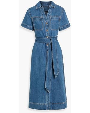 Veronica Beard Tabby Denim Midi Shirt Dress - Blue