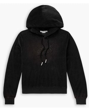 Acne Studios Faro Logo-Embossed Cotton-Blend Velour Hoodie - Black