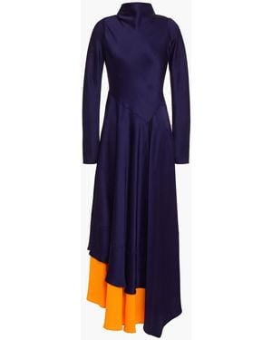 Amanda Wakeley Tiered Two-tone Satin Maxi Dress - Blue