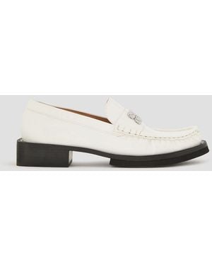 Ganni Embellished Glossed Loafers - White