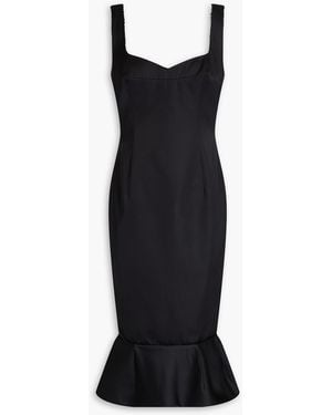 Marni Fluted Satin Midi Dress - Black