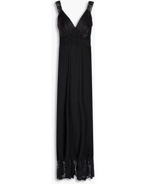 Rabanne Lace-Trimmed Crepe Maxi Dress - Black