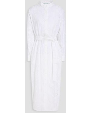Melissa Odabash Luann Belted Broderie Anglaise Cotton Midi Dress - White