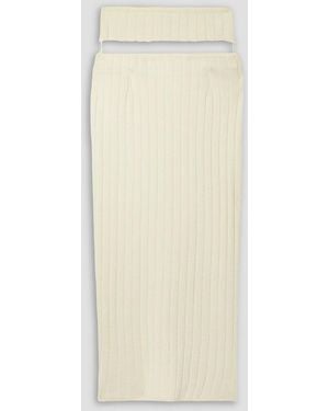 Ioannes Cutout Ribbed Merino Wool-Blend Midi Skirt - Natural