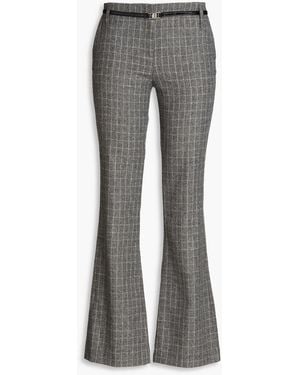 Maje Belted Checked Twill Flared Pants - Grey