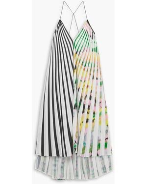 AZ FACTORY Lutz Huelle Circe Pleated Printed Crepe De Chine Dress - White