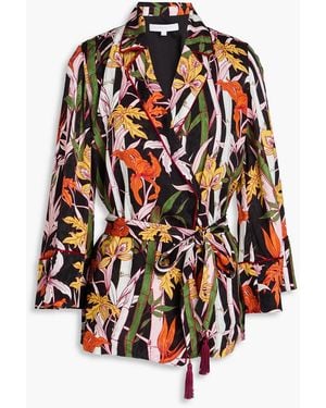 Borgo De Nor Floral-Print Jacquard Wrap Jacket - Black