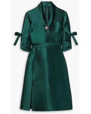 Reem Acra Minikleid aus glänzendem piqué mit kristallen - Grün