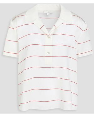 Vince Striped Silk-satin Polo Shirt - White