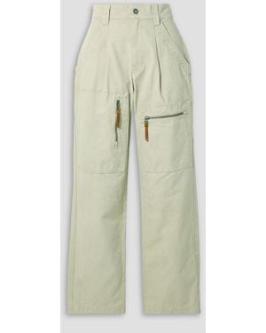 Isabel Marant Kanna Pleated Cotton-Canvas Straight-Leg Cargo Trousers - White