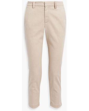 Brunello Cucinelli Bead-Embellished Cotton-Blend Twill Slim-Leg Pants - Natural