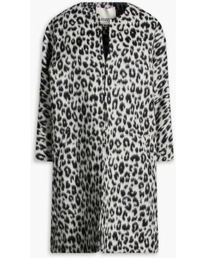 Isabel Marant Ometia Leopard-print Wool Coat - Black