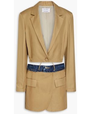 E.L.V. Denim The Skirt Suit Twill Blazer And Skirt-effect Shorts Set - Blue