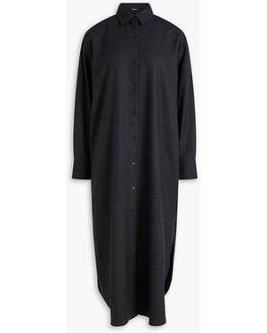 Theory Flannel Midi Shirt Dress - Black