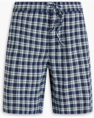 The Elder Statesman Checked Cotton Shorts - Blue