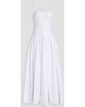 Nicholas Gathered Cotton-poplin Maxi Dress - White