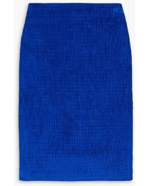 TOVE Emma Textured Cotton-blend Velvet Skirt - Blue